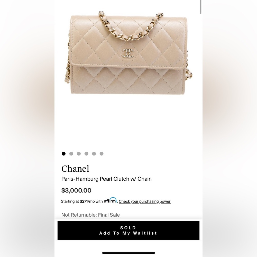 reserved - Lambskin Chanel Pearl Paris-Hamburg Bag - Picture 16 of 17